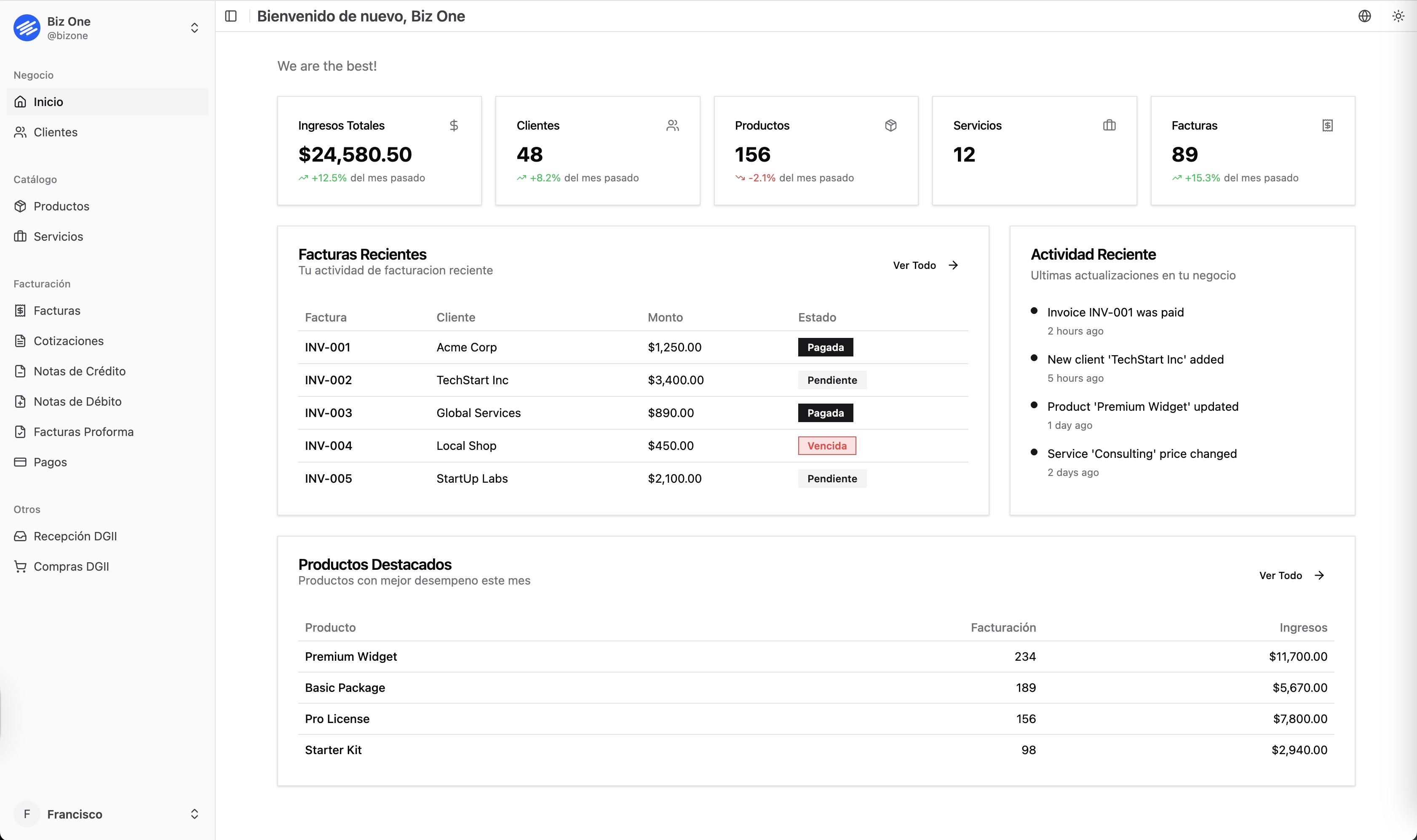Inicio · Dashboard